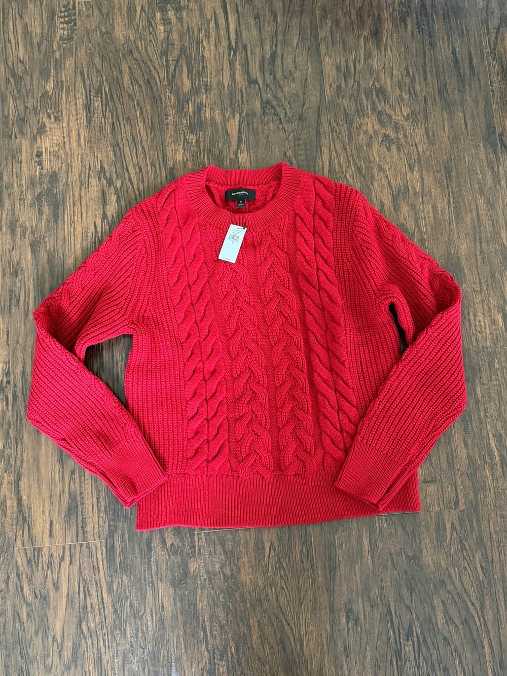 Banana Republic Red Cable Knit Crewneck Sweater